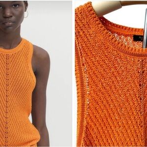 Massimo Dutti Orange Knit Sleeveless Sweater  Vest Size M
